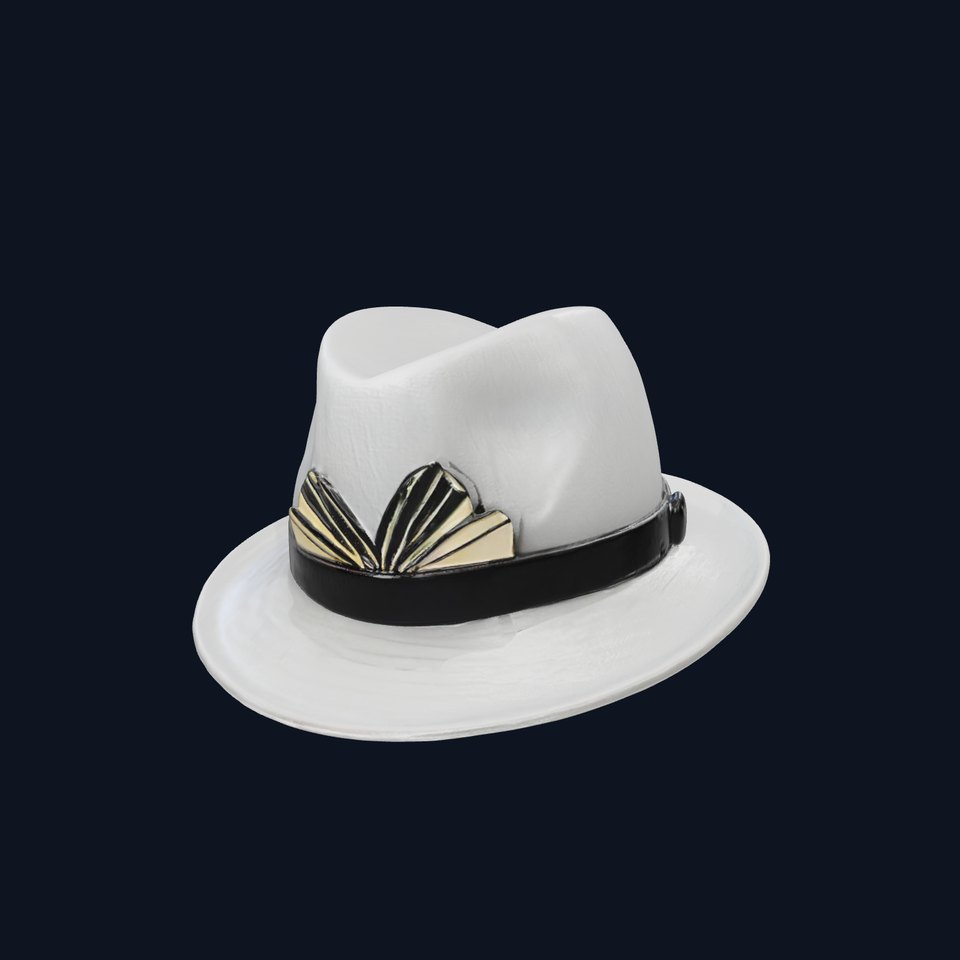 Stylish Gray Fedora Hat Model Pack with Gold Decoration
